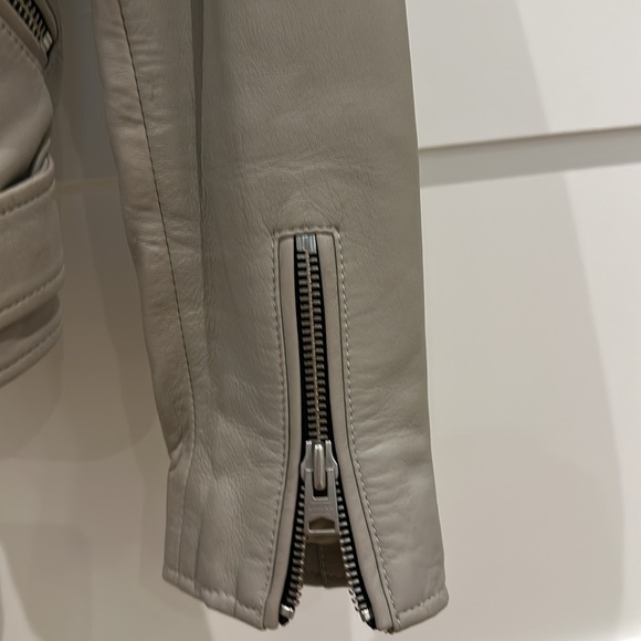 ALL SAINTS leather jacket- size 4.  Medium putty color-warm gray. - Picture 4 of 10